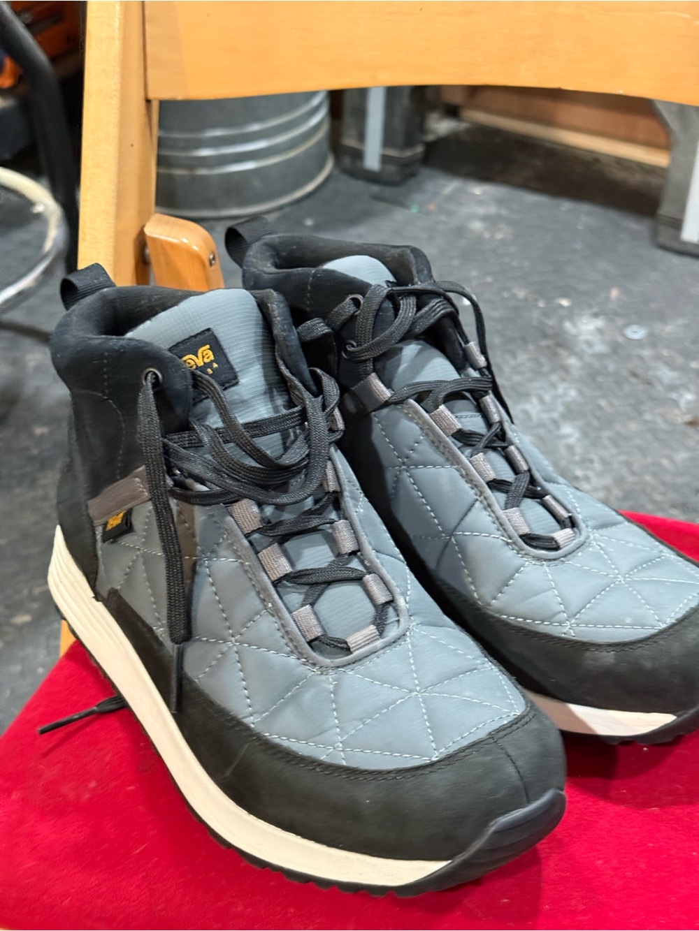 Men's Quilted Grey Black High-Top TEVA Sneakers